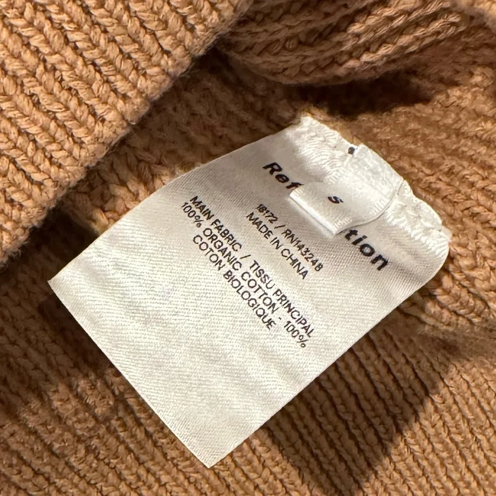 Reformation Sami Crop Camel Crew Neck Sweater size small